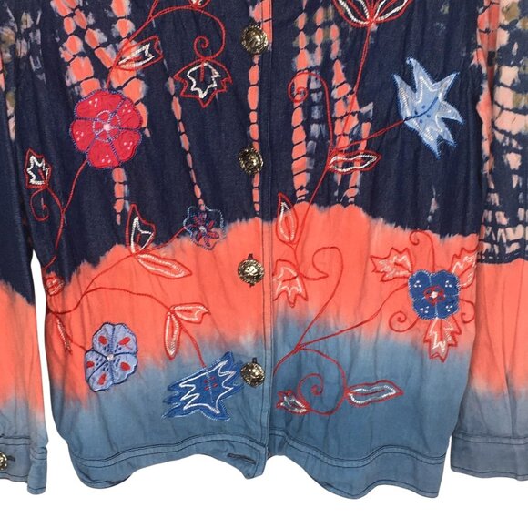 Alex Ku Jacket Womens Small Embroidered Boho Button Up Festival Floral - Picture 12 of 13